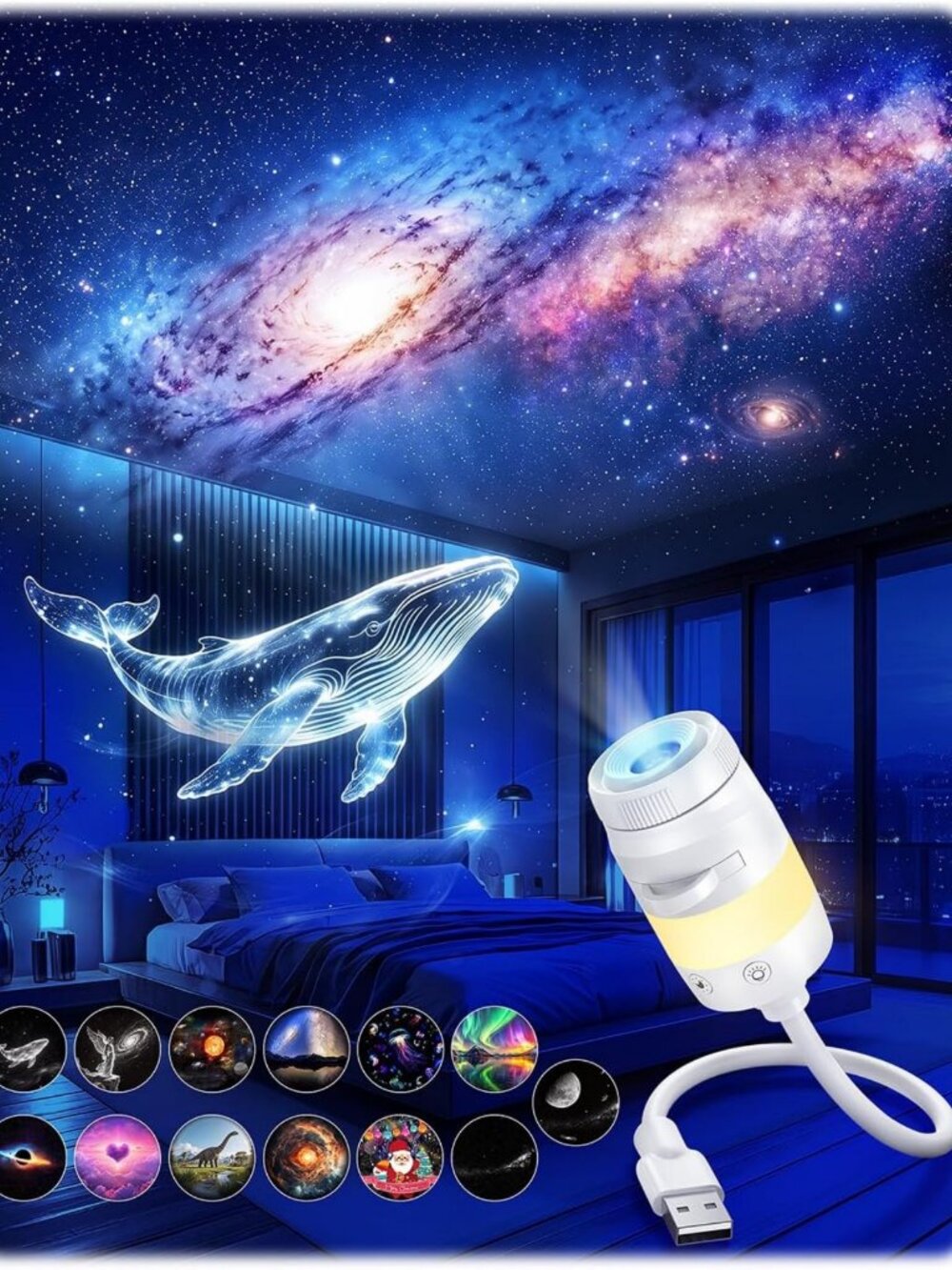 HD Starry Sky Galaxy Ocean Night Light Projector - Plug & Play Home Decor